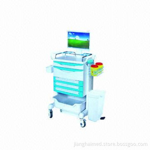 Wireless Nursing Trolley, ABS Plastic Table-top and Aluminum Alloy Stand, CE Certified